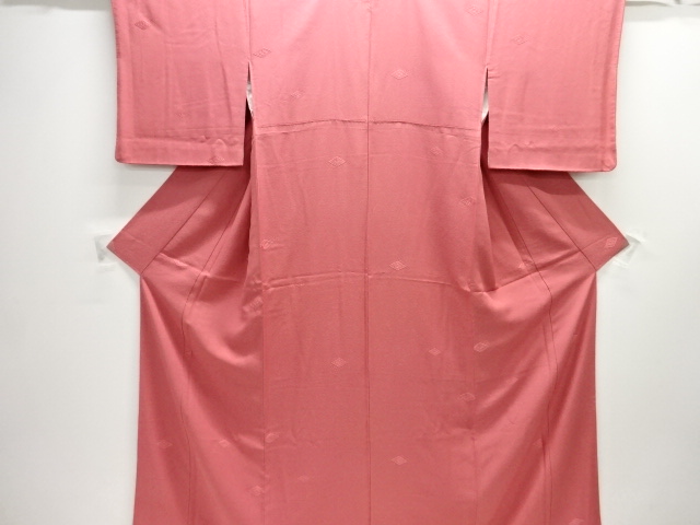 花菱模様織り出し一つ紋色無地着物